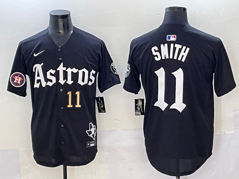 Men 2025 Houston Astros #11 Smith Black Five generations Joint Name Nike MLB Jersey style 40